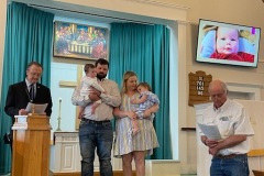 Bill Menn, hosting baptism of Emmett Jacob Schendel 5.27.2021