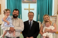 Schendel family with guest minister Rev. Charles Cropper